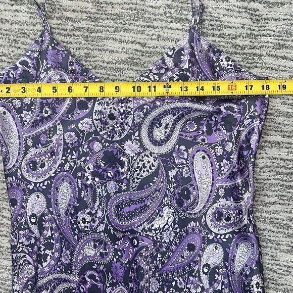 NWT Nili Lotan SHORT CAMI DRESS PURPLE PAISLEY PRINT Large Silk - Picture 9 of 16